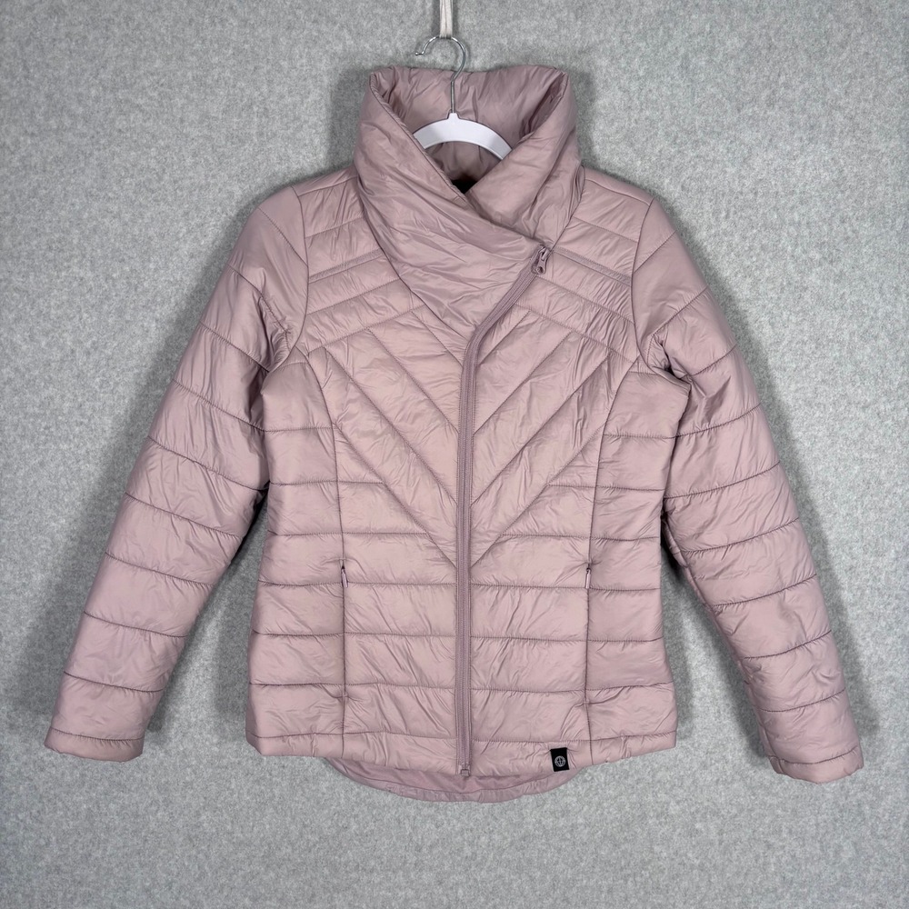 Mondetta Packable Puffer Jacket Small Pink Mauve Nylon Quilted Funnel Neck